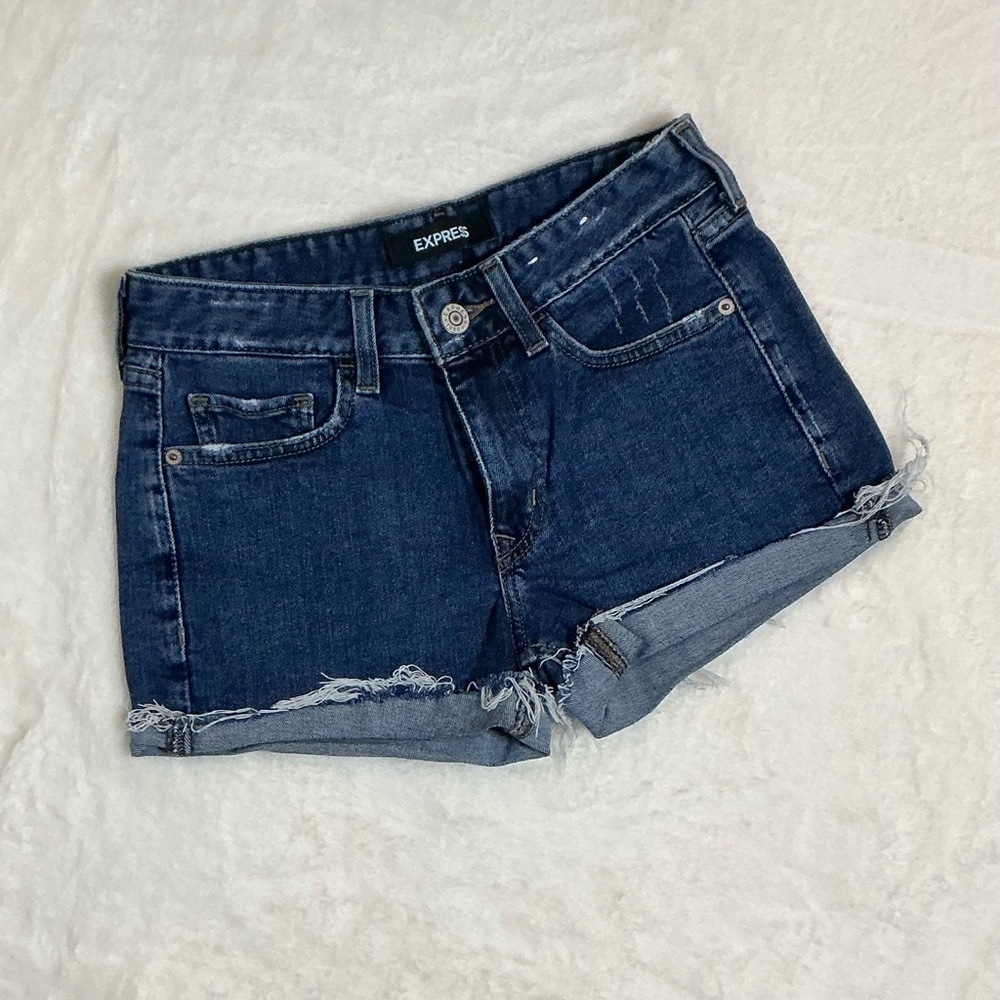 Express Blue Jean Shorts with Rolled Hems